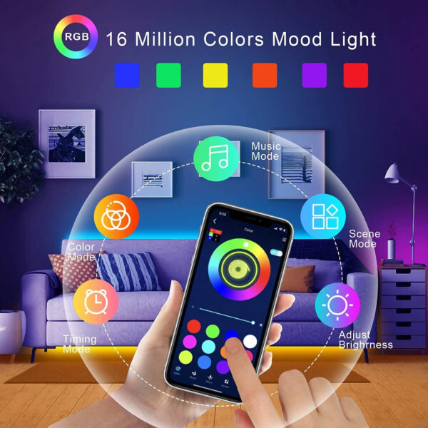 Striscia LED RGB Smart per Camera da Letto 5m/10m/20m/30m - immagine 3