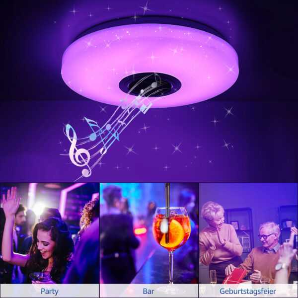 Plafoniera LED da Soffitto 60W RGB con Altoparlante Bluetooth e Telecomando - immagine 4