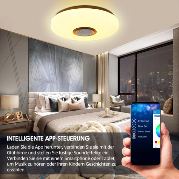 Plafoniera LED da Soffitto 60W RGB con Altoparlante Bluetooth e Telecomando - immagine 6