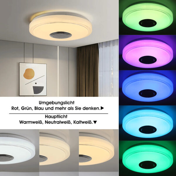 Plafoniera LED da Soffitto 60W RGB con Altoparlante Bluetooth e Telecomando - immagine 5