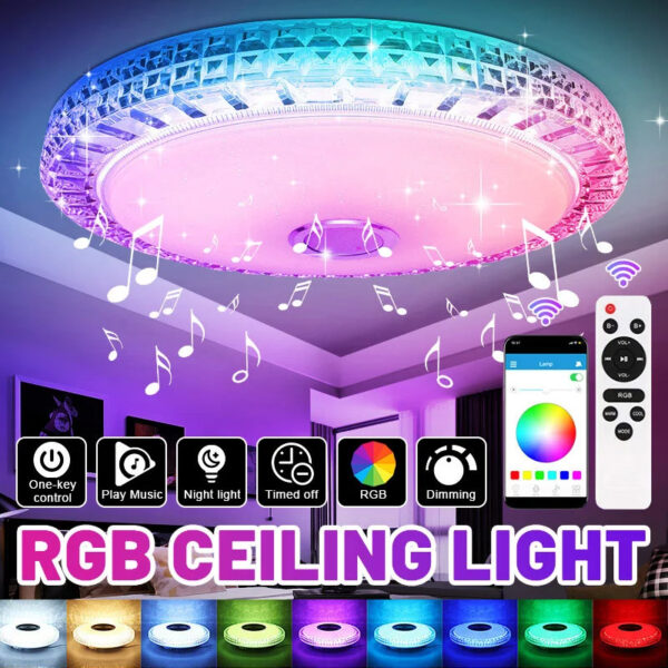 Plafoniera LED Intelligente 36W RGB con Altoparlante Bluetooth