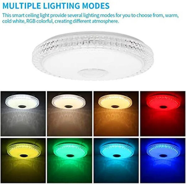 Plafoniera LED Intelligente 36W RGB con Altoparlante Bluetooth - immagine 4